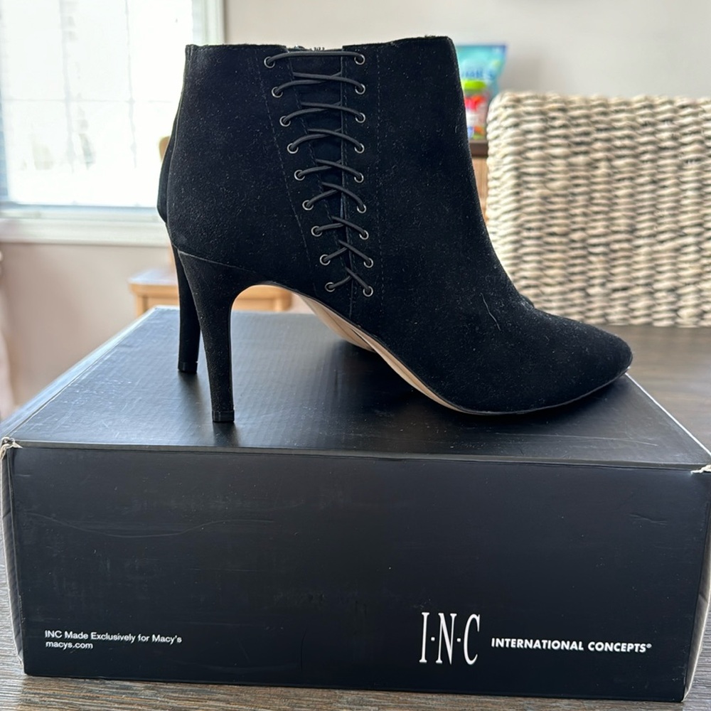 Black Heel Lace Up Bootie NWT